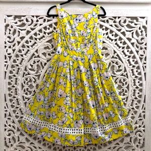 ELIZA J Pleated Cotton Fit & Flare Dress 8